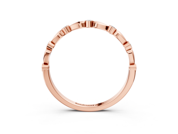 Rose gold Bezel-Set Round Diamond Marquise Eternity Band