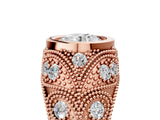 Rose gold Bezel Set Round Diamond Milgrain Band Ring_11