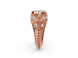 Rose gold Bezel Set Round Diamond Milgrain Band Ring_8