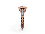 Rose gold Bezel Set Round Diamond Milgrain Pave Engagement Ring_42
