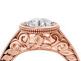Rose gold Bezel Set Round Diamond Milgrain Pave Engagement Ring_44