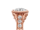 Rose gold Bezel Set Round Diamond Milgrain Pave Engagement Ring_45