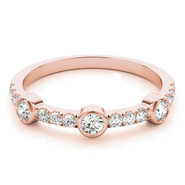 Rose gold Bezel Set Round Diamond Pavé Band 1
