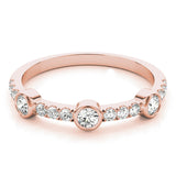 Rose gold Bezel Set Round Diamond Pavé Band 1