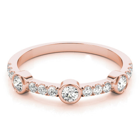 Rose gold Bezel Set Round Diamond Pavé Band 1
