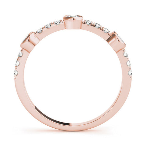 Rose gold Bezel Set Round Diamond Pavé Band 2