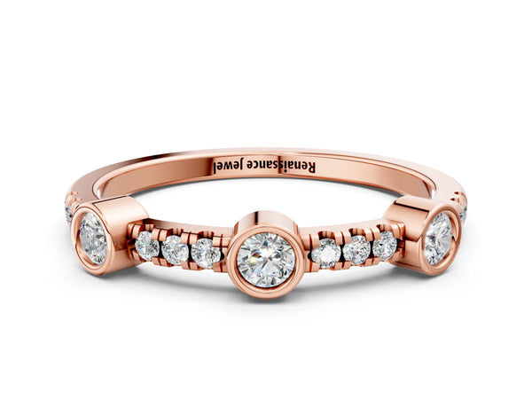 Rose gold Bezel Set Round Diamond Pavé Band