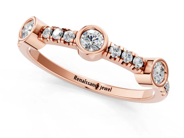 Rose gold Bezel Set Round Diamond Pavé Band