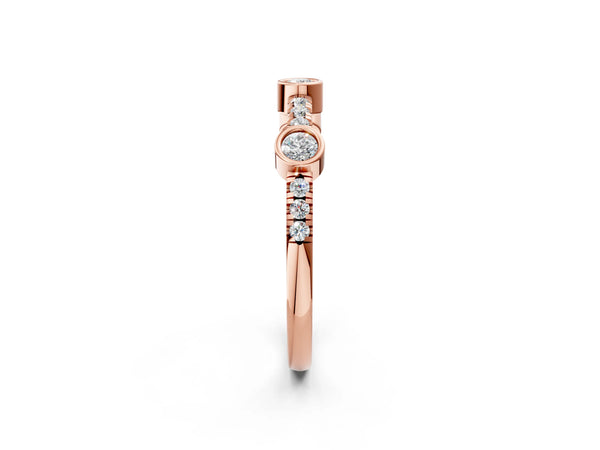 Rose gold Bezel Set Round Diamond Pavé Band