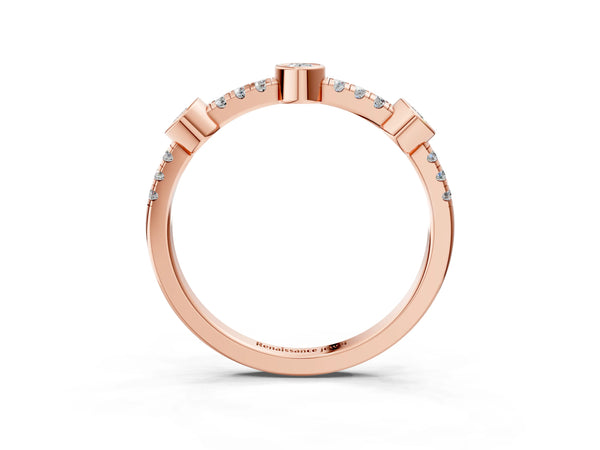 Rose gold Bezel Set Round Diamond Pavé Band