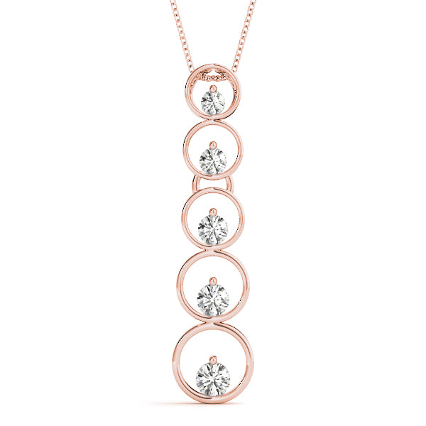 Rose gold Bezel-Set Round Diamond Pendant with Prong Setting