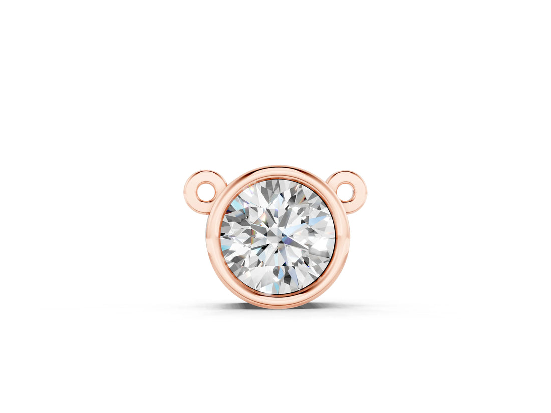 Rose gold Bezel-Set Round Diamond Solitaire Chain Necklace_4