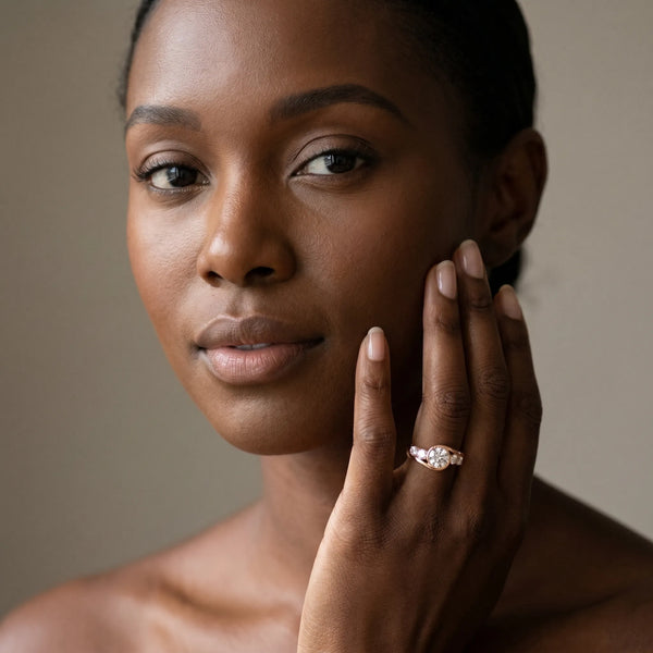Rose gold Bezel Set Round Diamond Split Shank Ring