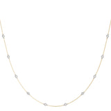 Rose gold Bezel-Set Round Diamond Station Necklace with Cable Chain