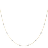 14K Rose Gold 4.16 Carat E VS Bezel-Set Round Diamond Station Necklace with Cable Chain