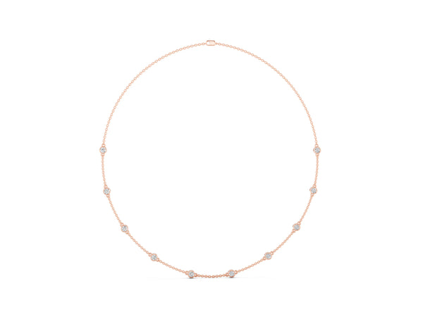 Rose gold Bezel-Set Round Diamond Station Necklace