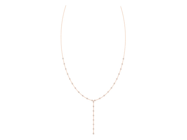 Rose gold Bezel-Set Round Diamond Station Y Necklace