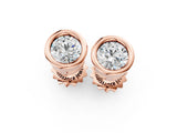 Rose gold Bezel Set Round Diamond Stud Earrings_11