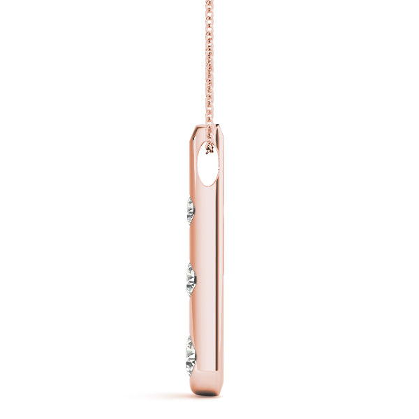 Rose gold Bezel Set Round Diamond Tapered Bar Pendant