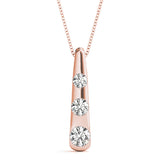 Rose gold Bezel Set Round Diamond Tapered Bar Pendant