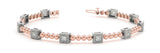 Rose gold Bezel Set Round Diamond Tennis Bracelet with Ball Link Band