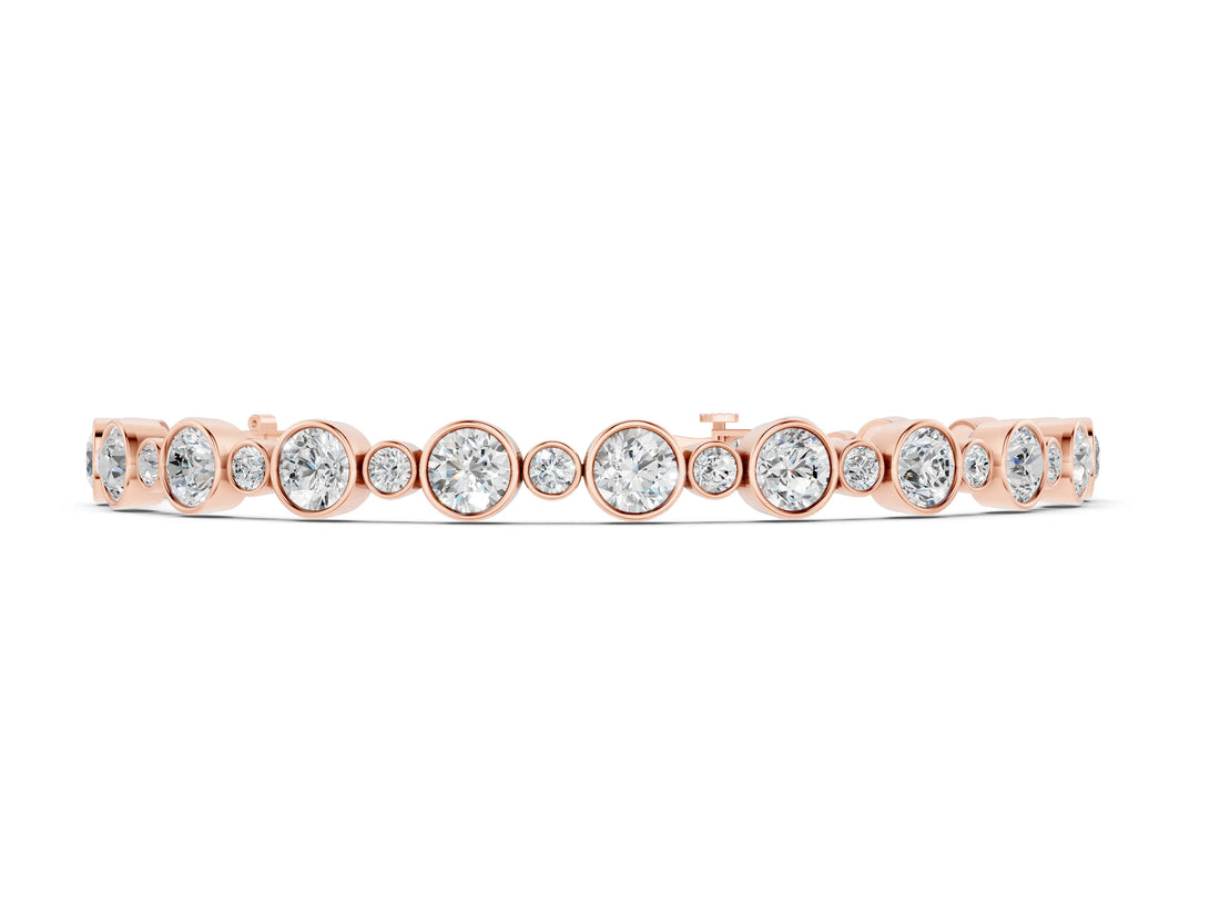 Rose gold Bezel Set Round Diamond Tennis Bracelet with Box Clasp
