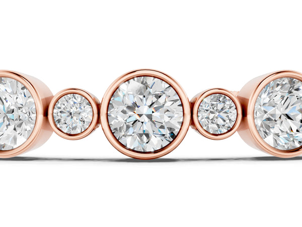 Rose gold Bezel Set Round Diamond Tennis Bracelet with Box Clasp