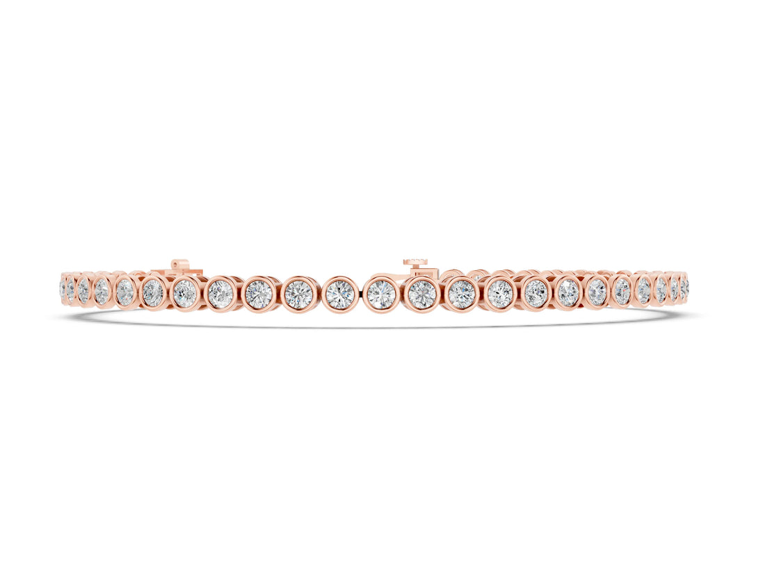 Rose gold Bezel Set Round Diamond Tennis Bracelet with Box Clasp_1