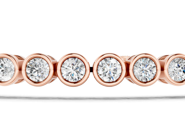 Rose gold Bezel Set Round Diamond Tennis Bracelet with Box Clasp