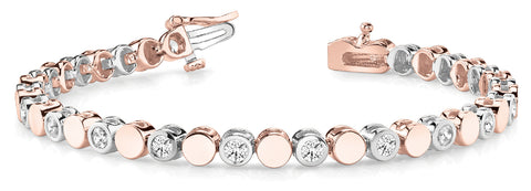 Rose gold Bezel-Set Round Diamond Tennis Bracelet with Box Clasp