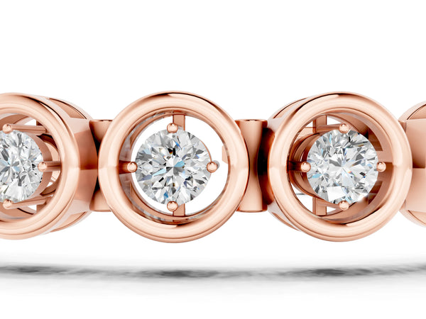 Rose gold Bezel Set Round Diamond Tennis Bracelet with Open Circle Band