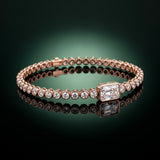 Rose gold Bezel-Set Round Diamond Tennis Bracelet with Radiant Center Diamond_12