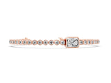 Rose gold Bezel-Set Round Diamond Tennis Bracelet with Radiant Center Diamond_30
