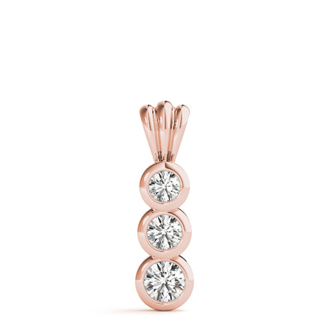 Rose gold Bezel Set Round Diamond Three-Stone Pendant 1