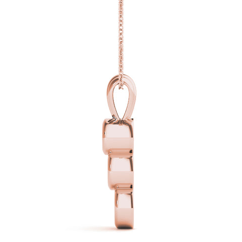 Rose gold Bezel Set Round Diamond Three-Stone Pendant 2
