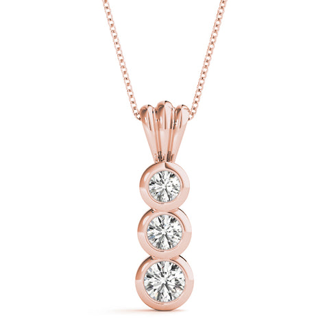 Rose gold Bezel Set Round Diamond Three-Stone Pendant