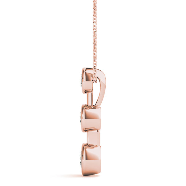 Rose gold Bezel Set Round Diamond Trio Pendant