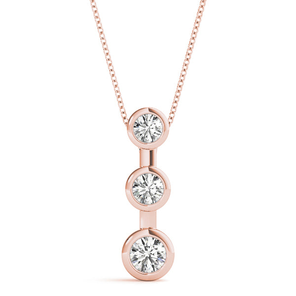 Rose gold Bezel Set Round Diamond Trio Pendant