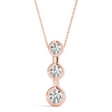 Rose gold Bezel Set Round Diamond Trio Pendant