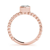 Rose gold Bezel Set Round Solitaire Beaded Band Ring 2