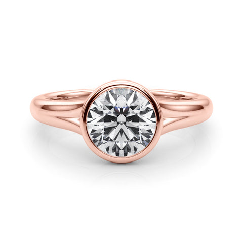 Rose gold Bezel Set Round Solitaire Diamond Ring with Smooth Band 1