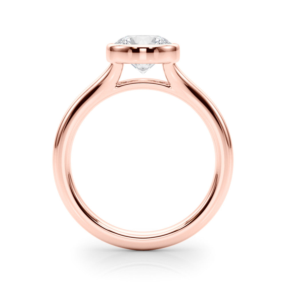 Rose gold Bezel Set Round Solitaire Diamond Ring with Smooth Band 2