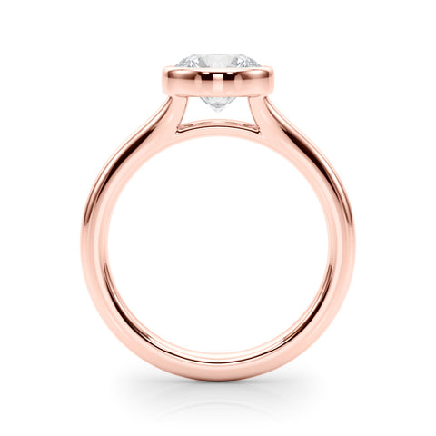 Rose gold Bezel Set Round Solitaire Diamond Ring with Smooth Band 2