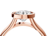 Rose gold Bezel Set Round Solitaire Diamond Ring with Smooth Band 5