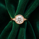Rose gold Bezel Set Round Solitaire Diamond Ring with Smooth Band_15