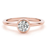 Rose gold Bezel Set Round Solitaire Engagement Ring with Classic Band 1
