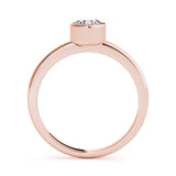 Rose gold Bezel Set Round Solitaire Engagement Ring with Classic Band 2