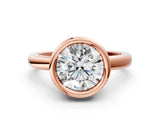 Rose gold Bezel Set Round Solitaire Engagement Ring with Classic Band_18