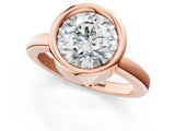 Rose gold Bezel Set Round Solitaire Engagement Ring with Classic Band_19