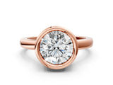 Rose gold Bezel Set Round Solitaire Engagement Ring with Classic Band_42